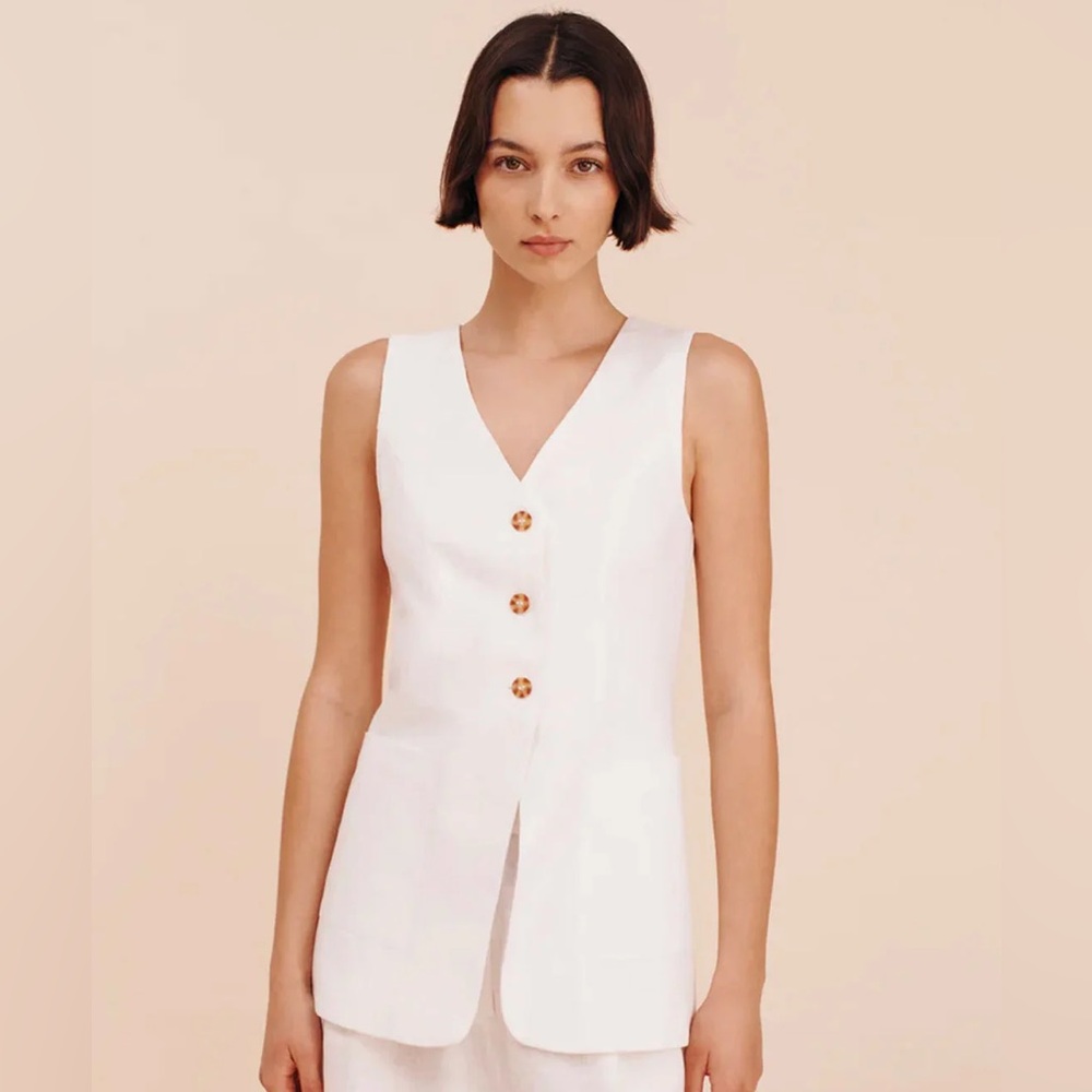 Posse Lorenzo Tailored White Vest Sz M